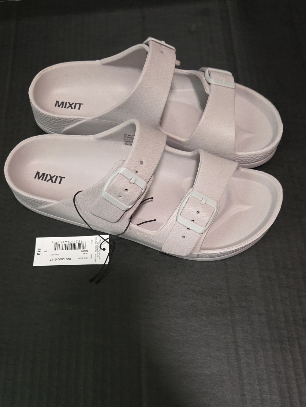 Mixit Women's Double-Buckle Slide Sandals in Pale Pink